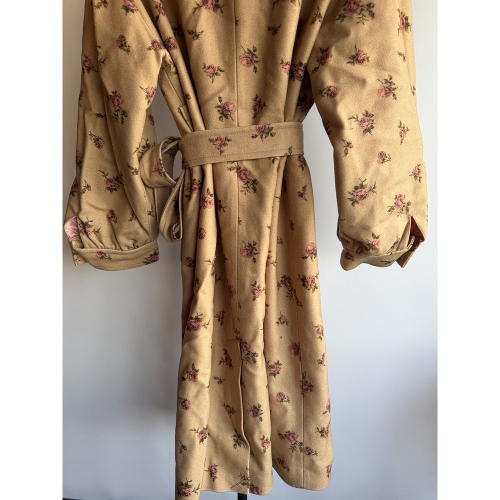 Rouje Paris Gerard Coat In Fleur Beige 100% Wool FR 44 US 10 All over Pink Flora - Picture 6 of 9